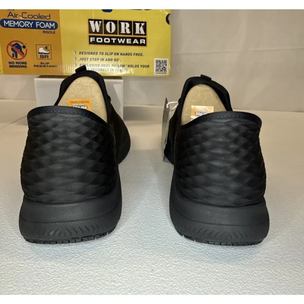 Skechers Men’s Slip-ins Work Shoes Black Slip Resistant Sneaker Size 12